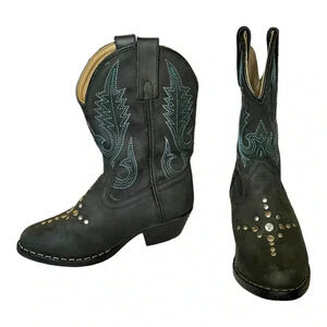 SMOKY MOUNTAIN Toddler Western Boots 11.5D Charcoal Suede Studded Stitching 3283